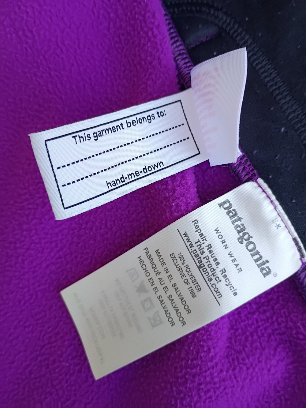 Patagonia micro D Snap-t Purple Hooded Fleece Jacket Girls Size 5t - Picture 8 of 10